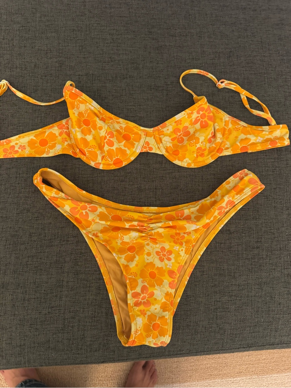 Blackbough Yellow Orange Floral Underwire Bikini Set